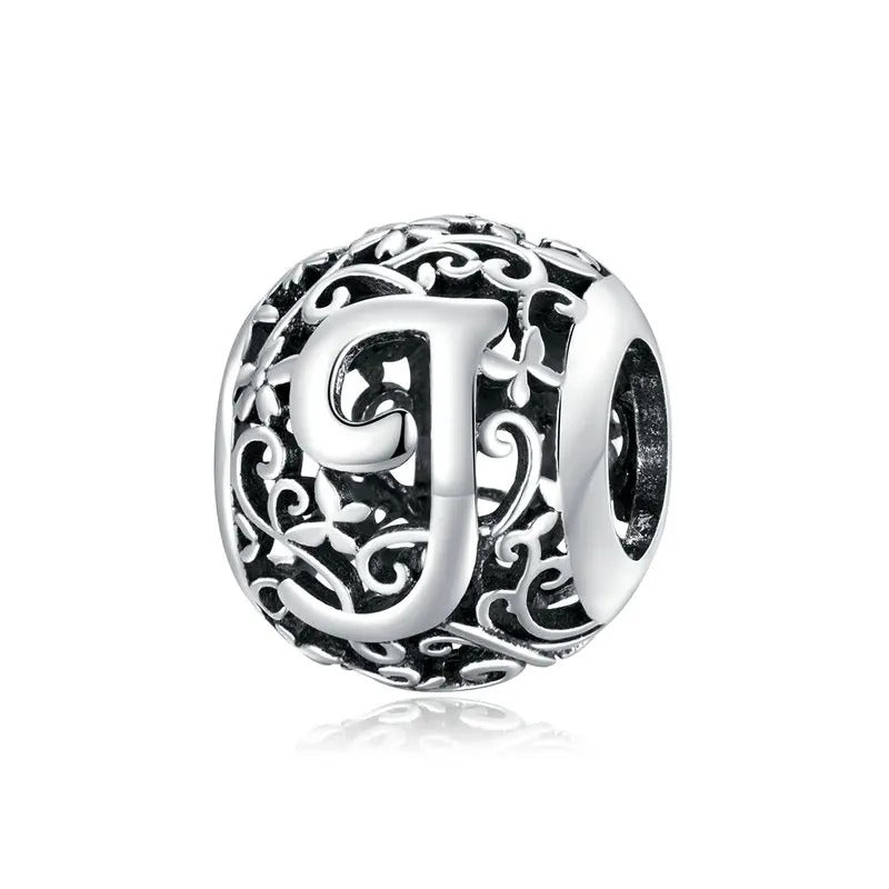 Sterling 925 Silver vintage style A-Z initials charm