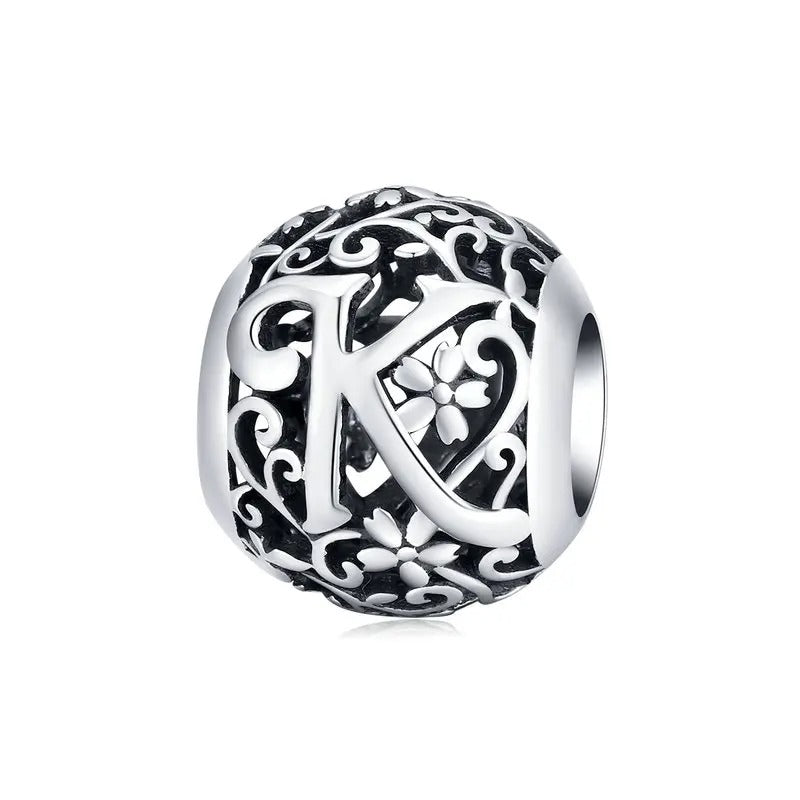 Sterling 925 Silver vintage style A-Z initials charm