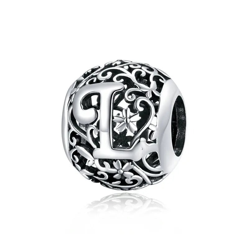 Sterling 925 Silver vintage style A-Z initials charm