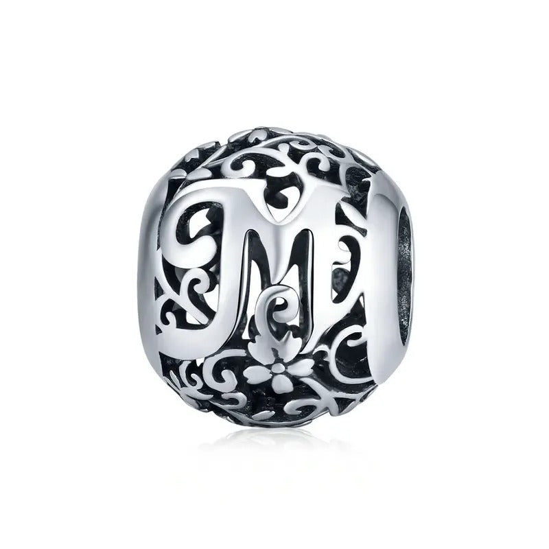 Sterling 925 Silver vintage style A-Z initials charm