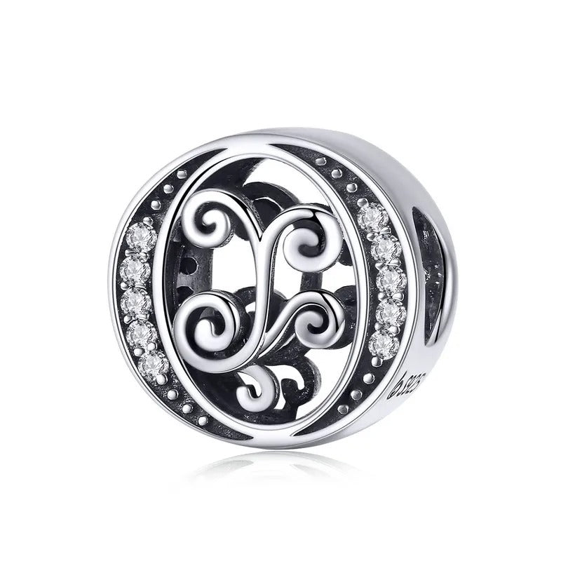 Sterling 925 silber Buchstabe Vintage stil O Anhänger Charm für Armband Compatible Pandora