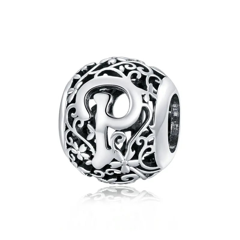 Sterling 925 Silver vintage style A-Z initials charm