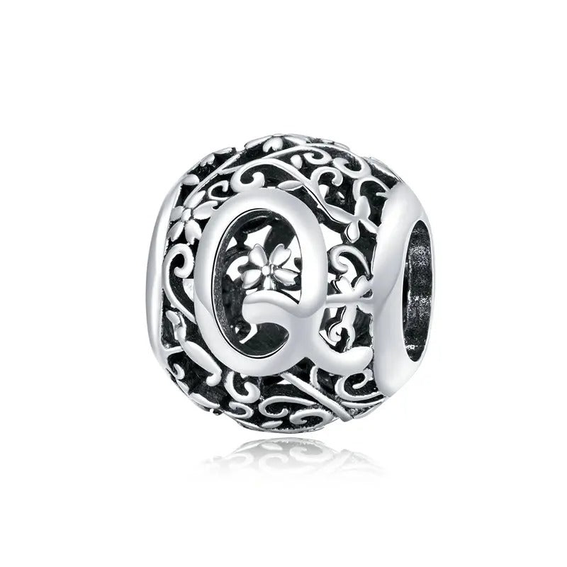 Sterling 925 Silver vintage style A-Z initials charm