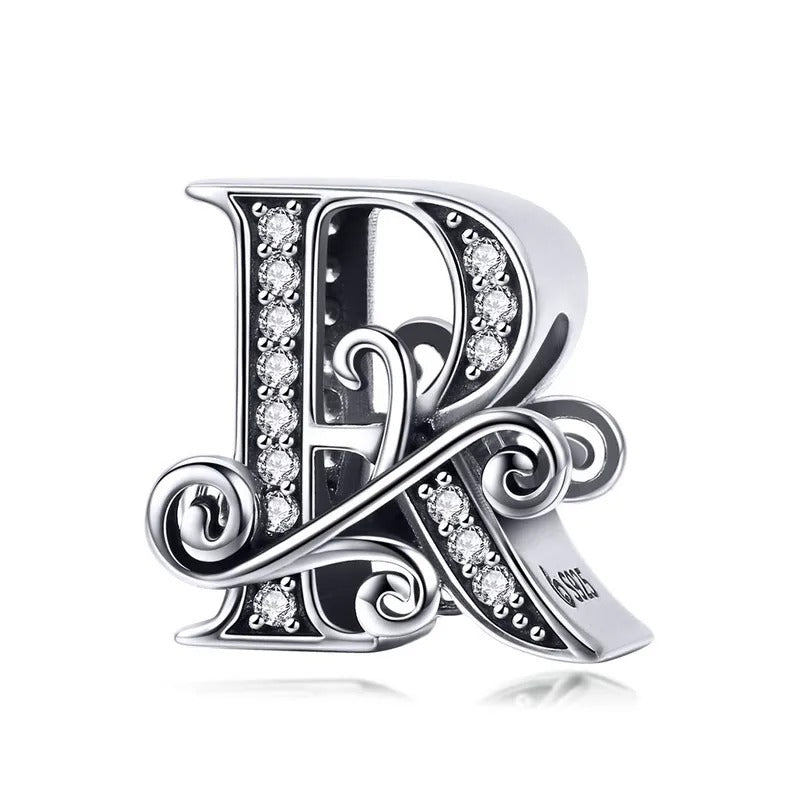Sterling 925 silber Buchstabe Vintage stil R Anhänger Charm für Armband Compatible Pandora