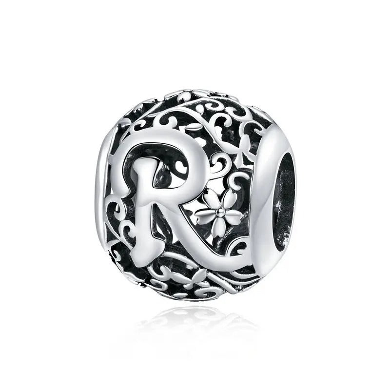 Sterling 925 Silver vintage style A-Z initials charm
