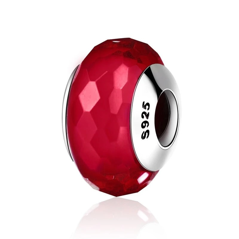 Sterling Silber 925 Charm mit Juli-Geburtsstein Rubin in Rot – kompatibel mit Pandora Armbändern