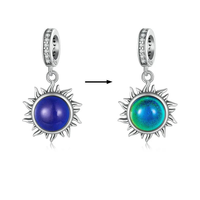 Sterling Silber 925 Charm Sonne – temperaturwechselnde Farbe, kompatibel mit Pandora Armbändern