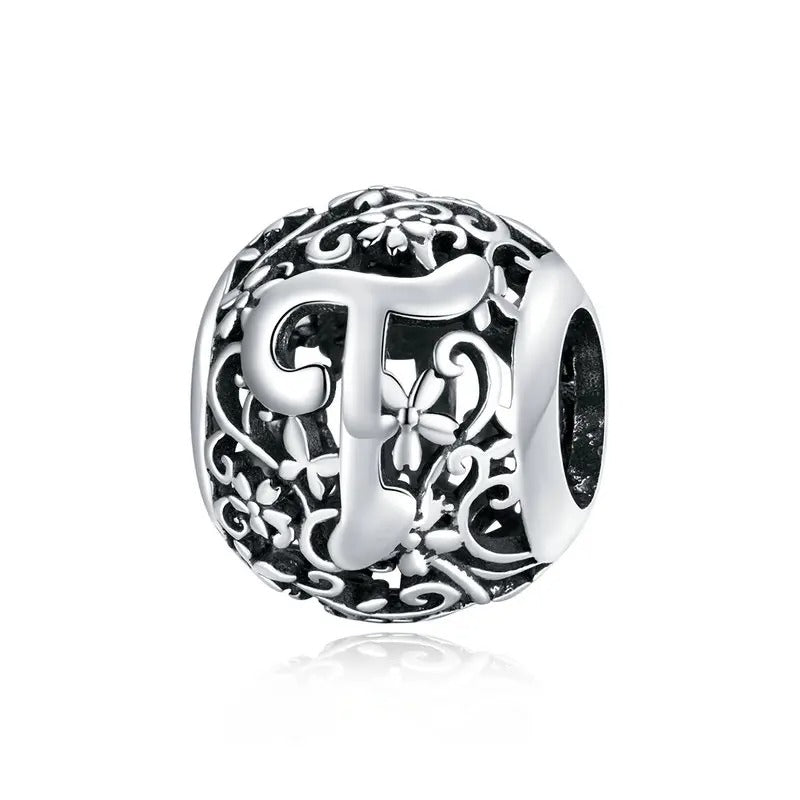 Sterling 925 Silver vintage style A-Z initials charm
