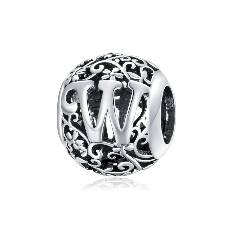 Sterling 925 Silver vintage style A-Z initials charm
