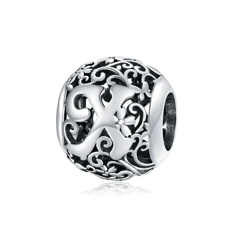Sterling 925 Silver vintage style A-Z initials charm