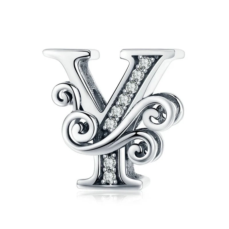 Sterling 925 silber Buchstabe Vintage stil Y Anhänger Charm für Armband Compatible Pandora