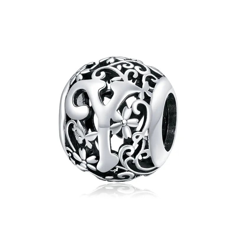 Sterling 925 Silver vintage style A-Z initials charm