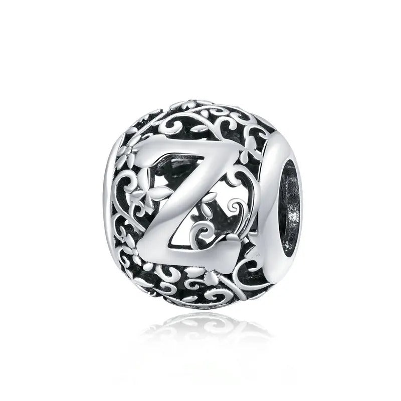 Sterling 925 Silver vintage style A-Z initials charm