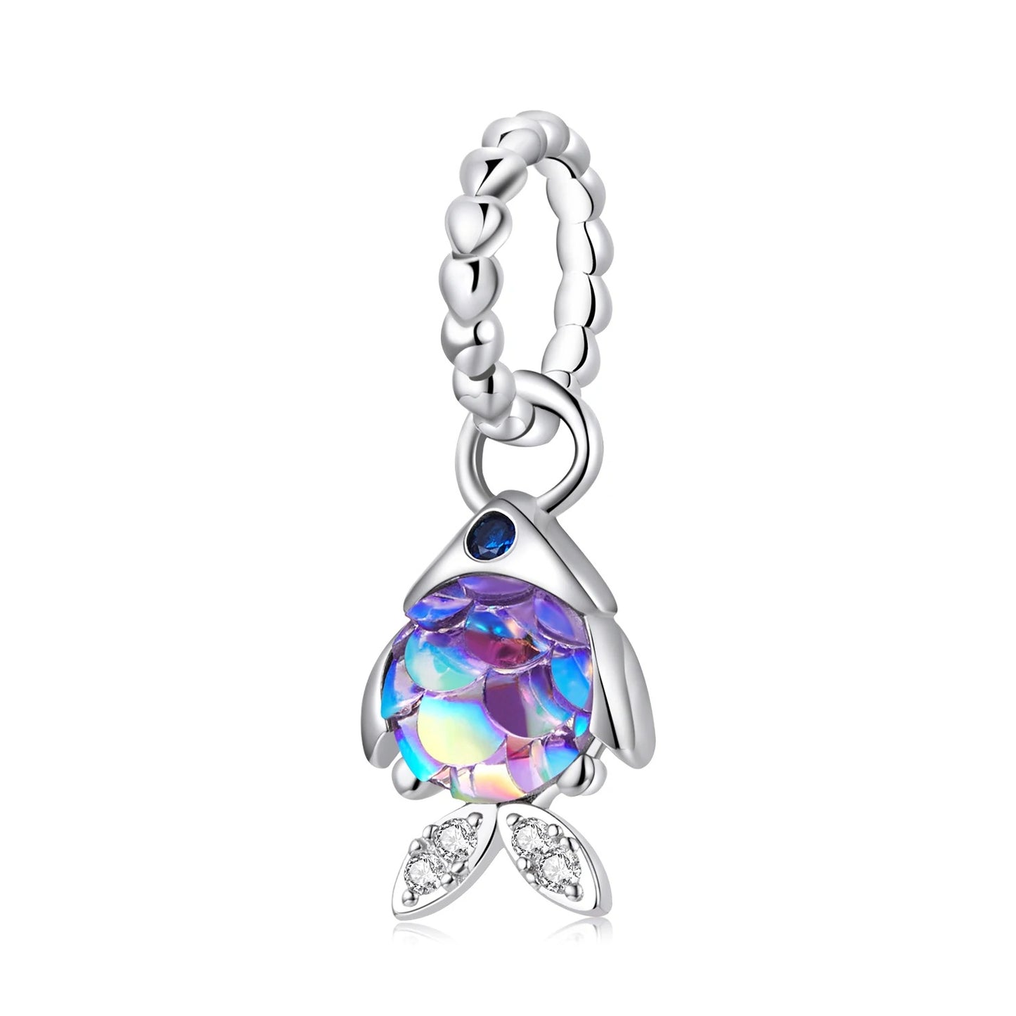 Chromatischer Fisch-Charm aus 925 Silber Schmuck