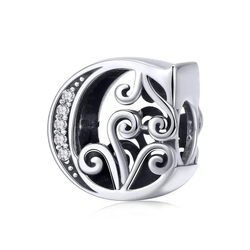 Sterling 925 silber Buchstabe Vintage stil C Anhänger Charm für Armband Compatible Pandora