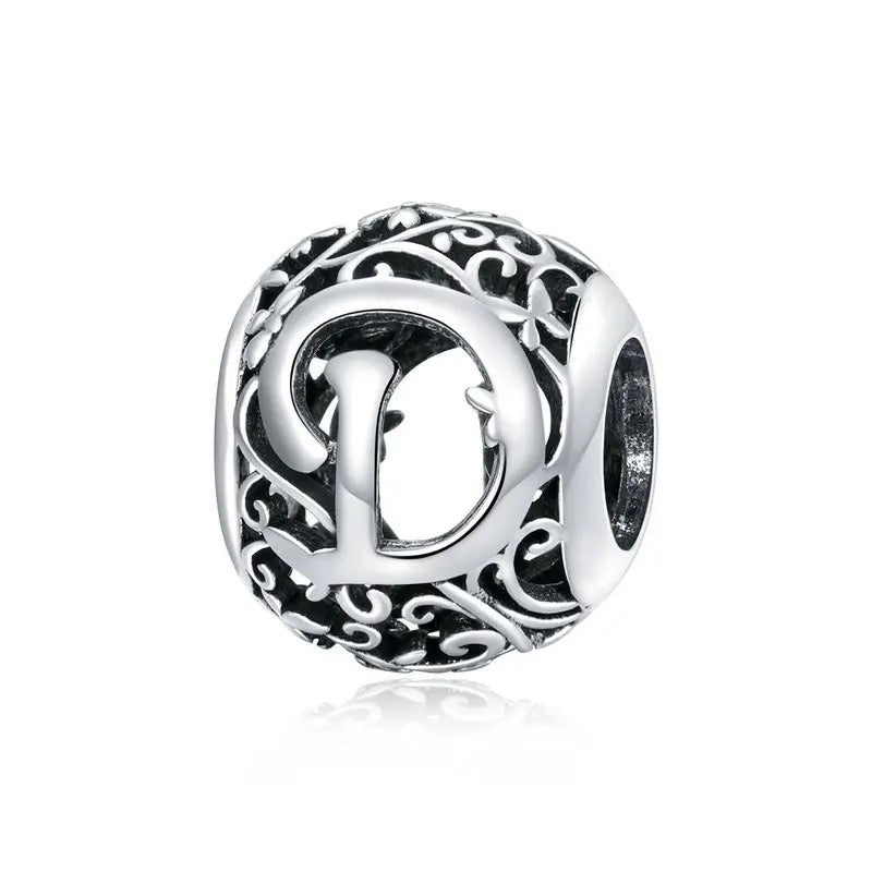 Sterling 925 Silver vintage style A-Z initials charm
