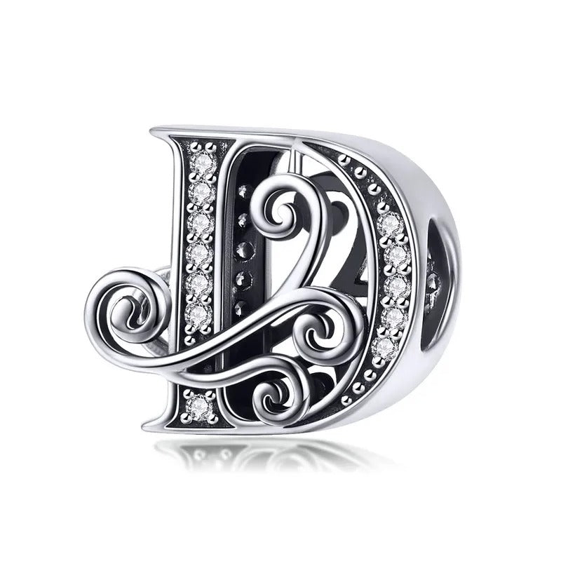 Sterling 925 silber Buchstabe Vintage stil D Anhänger Charm für Armband Compatible Pandora