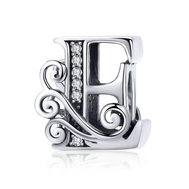 Sterling 925 silber Buchstabe Vintage stil E Anhänger Charm für Armband Compatible Pandora