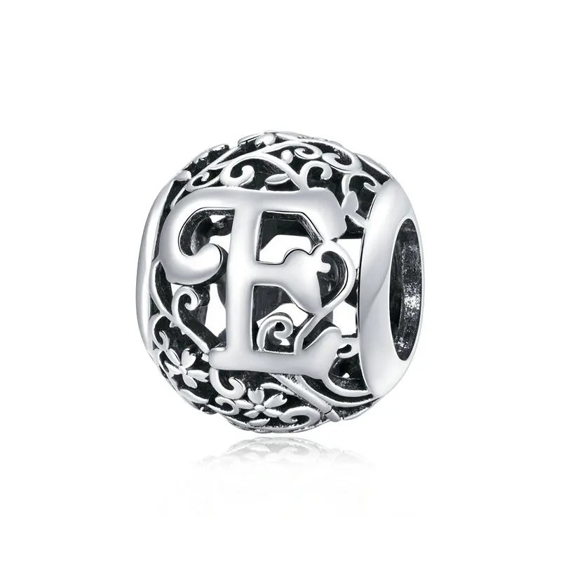 Sterling 925 Silver vintage style A-Z initials charm
