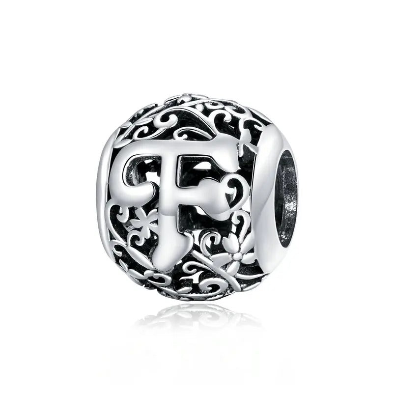 Sterling 925 Silver vintage style A-Z initials charm