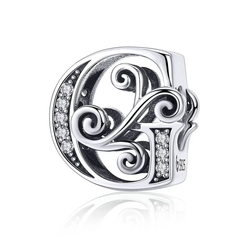 Sterling 925 silber Buchstabe Vintage stil G Anhänger Charm für Armband Compatible Pandora