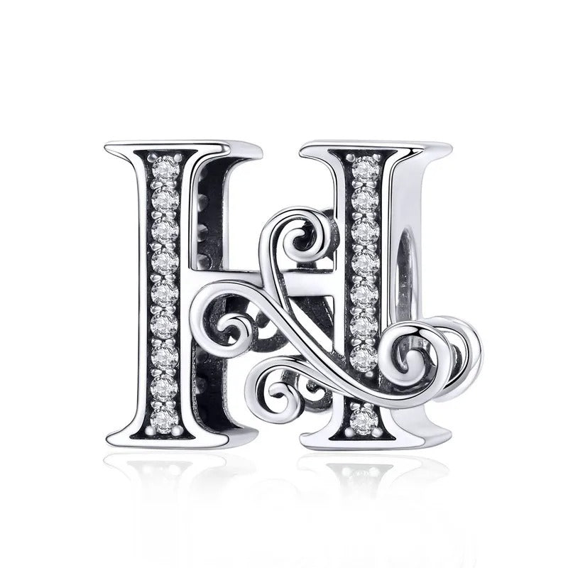Sterling 925 silber Buchstabe Vintage stil H Anhänger Charm für Armband Compatible Pandora