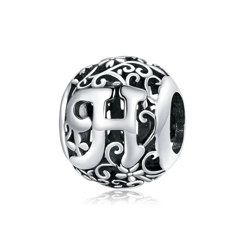 Sterling 925 Silver vintage style A-Z initials charm