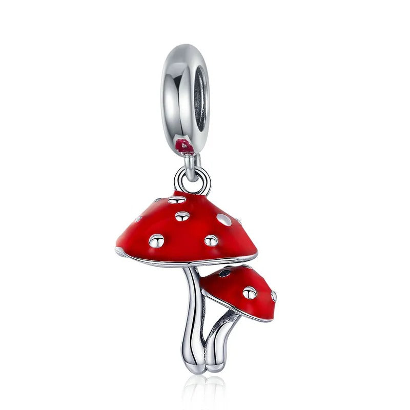 Charm-Anhänger „Roter Pilz“ aus 925er Sterlingsilber – kompatibel mit Pandora