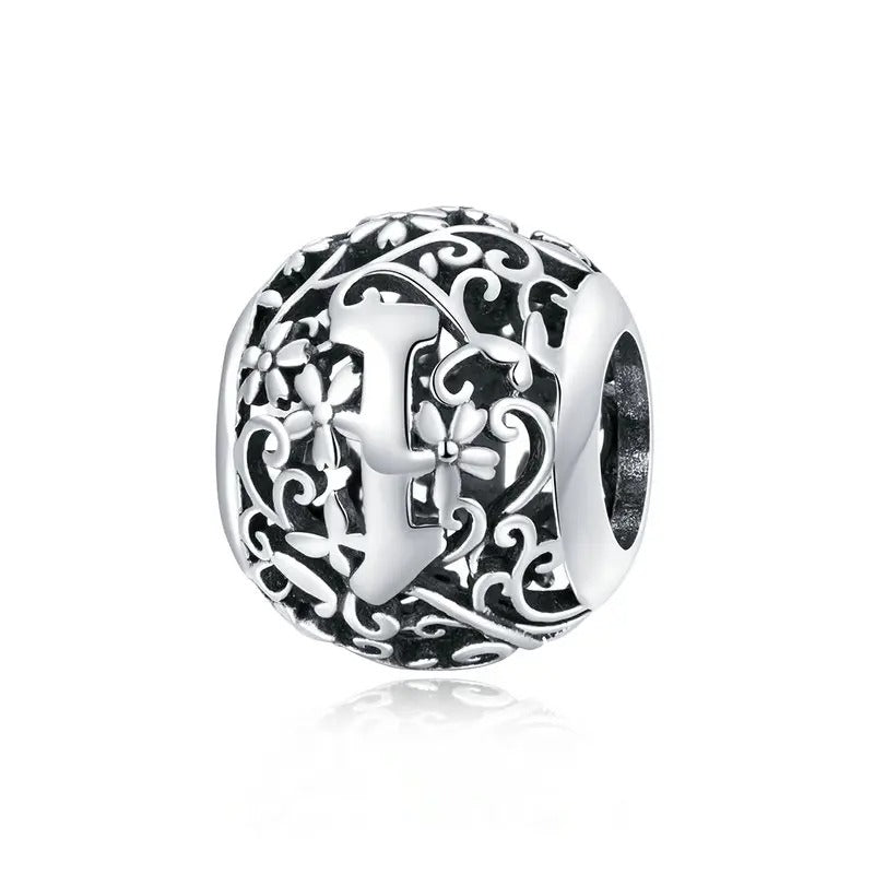 Sterling 925 Silver vintage style A-Z initials charm