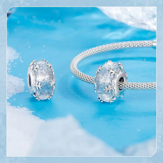 Sterling 925 Silver Icy Crystal Murano Bead Charm – Pandora Compatible