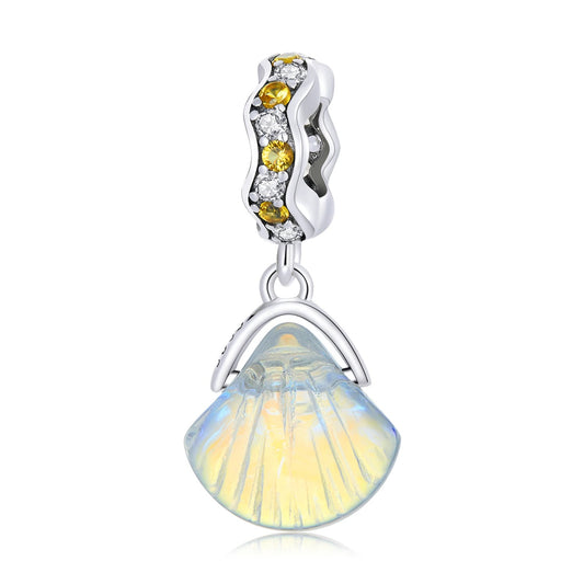 Sterling 925 Silver Colorful Crystal Seashell Charm