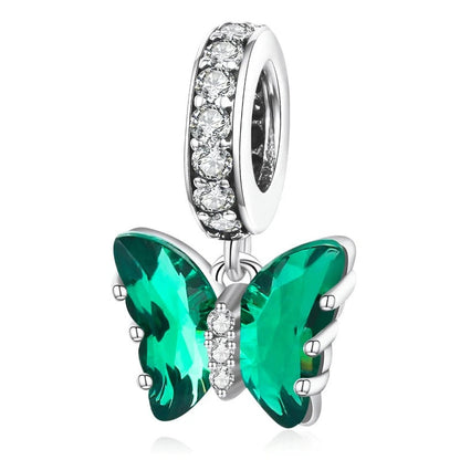 Sterling 925 Silver Green Butterfly Charm