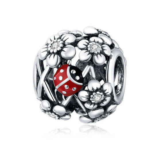 Sterling 925 Silver Garden of Ladybug Charm