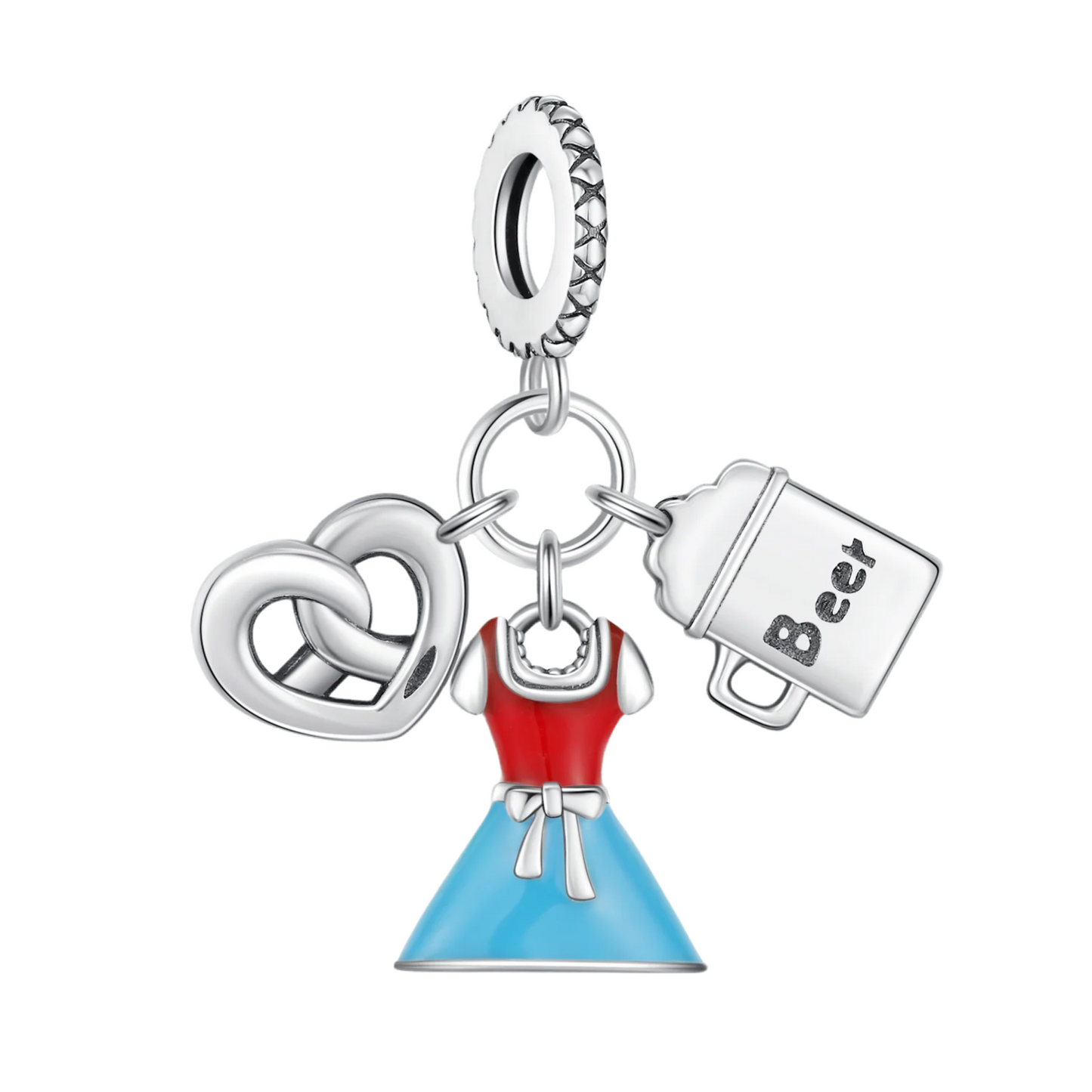 Dirndl Oktoberfest Charm aus 925 Sterling Silber, Pandora kompatibel