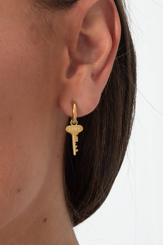 Stainless Steel simple Love key earring