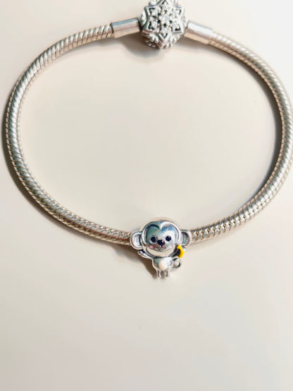 Sterling 925 Silber Charme Affe