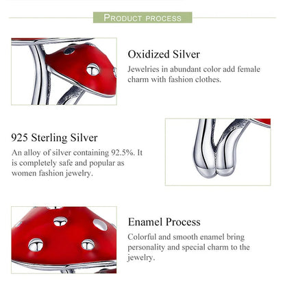 Sterling 925 silver Red Mushroom Charm