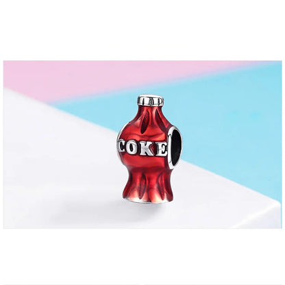 Sterling 925 silver Red Coke bottle Charm