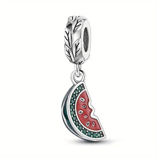 Sterling 925 Silber Wassermelone Zirkon Charm