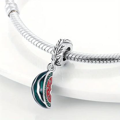 Sterling 925 Silber Wassermelone Zirkon Charm