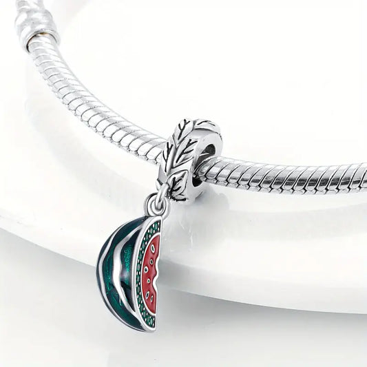 Sterling 925 Silber Wassermelone Zirkon Charm