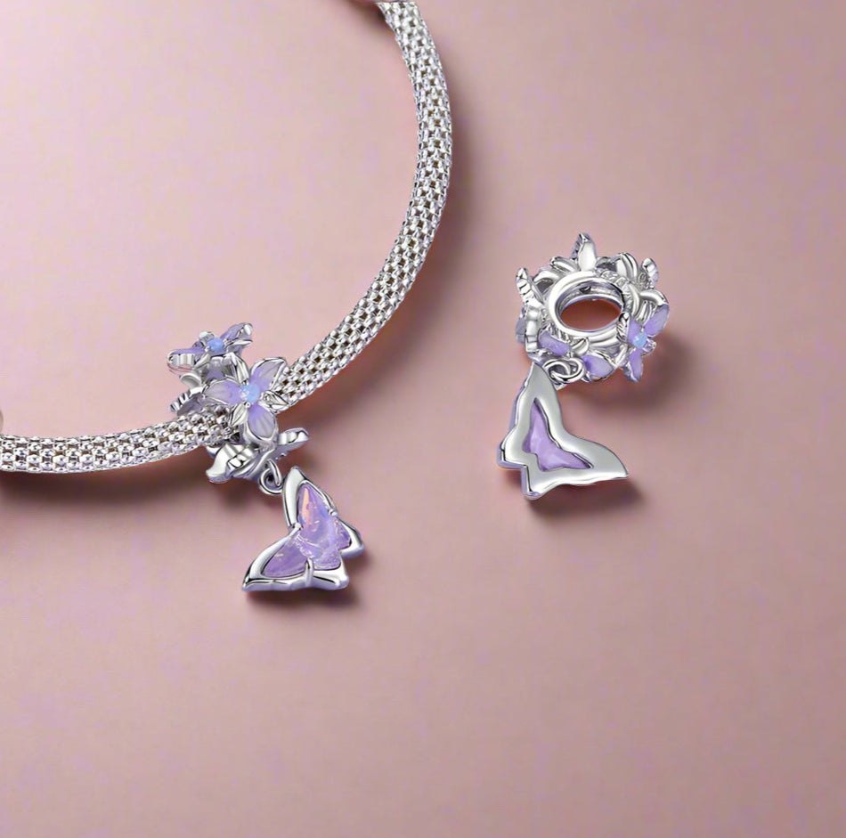 Sterling 925 silver Delicate dangled Butterfly Charm