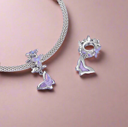 Sterling 925 silver Delicate dangled Butterfly Charm