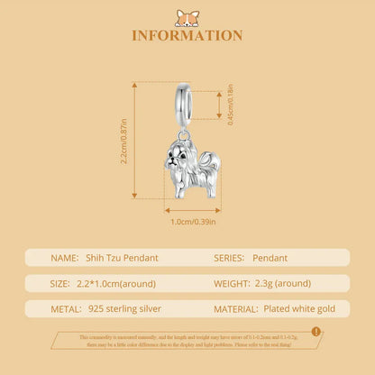 Sterling 925 Silber Shih Tzu Hund Charm