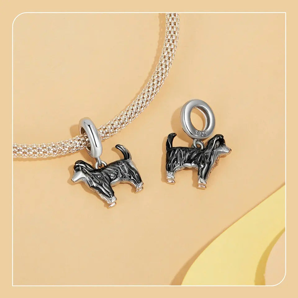 Sterling 925 Silber Border Collie Hund Charm