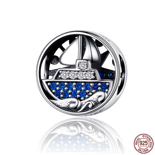 Sterling 925 Silber Freiheits-Schiff Charm Segelsymbol