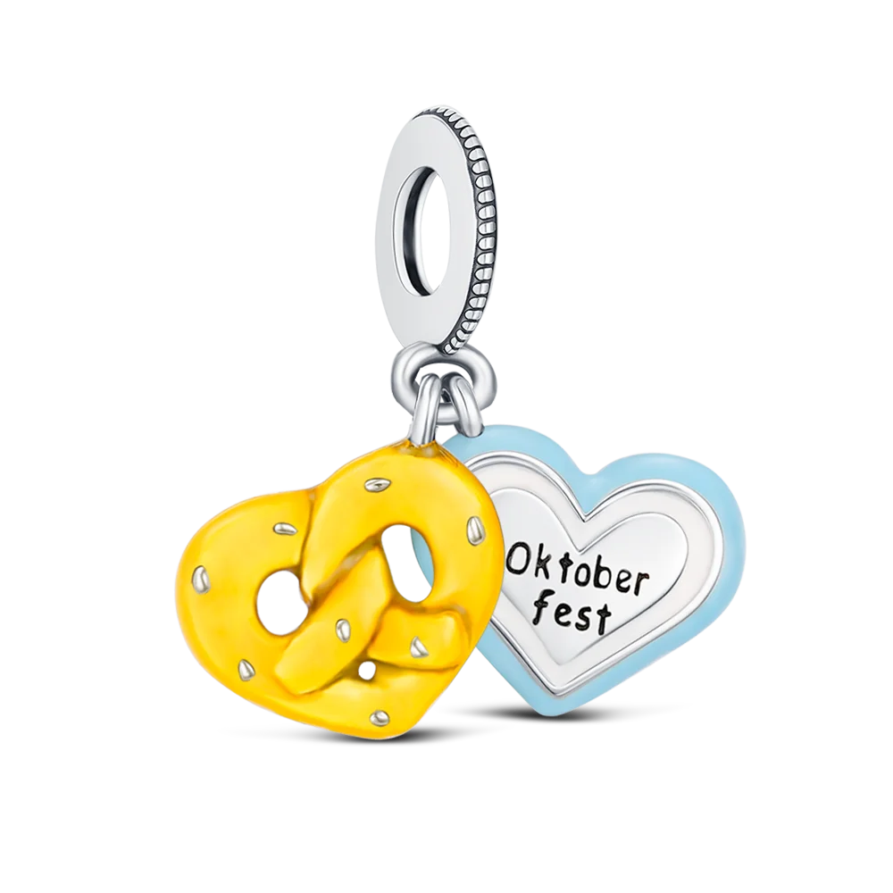 Sterling Silber 925 Charm Oktoberfest Brezel – kompatibel mit Pandora Armbändern