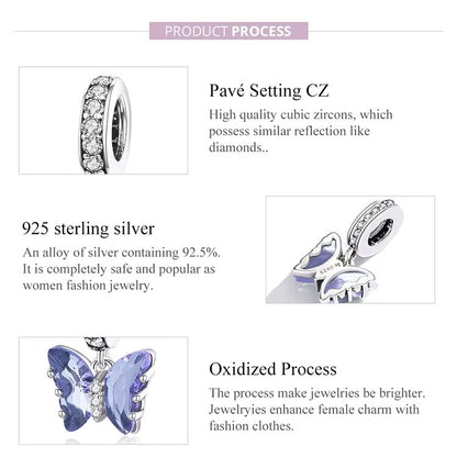 Elegant 925 Sterling Silver purple butterfly charm. Pandora compatible – perfect gift for nature lovers and jewelry collectors. product process