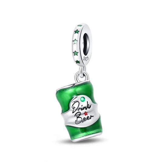 Charm Anhänger „Grüne Bierdose“ – 925 Sterling Silber. pandora charm