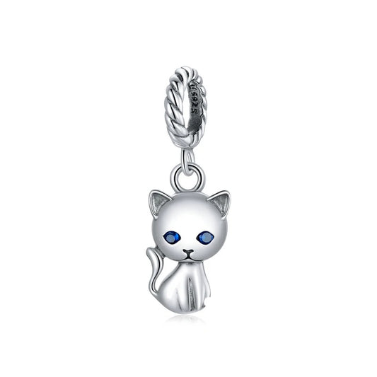 Sterling 925 Silber Niedliche Katze Charme